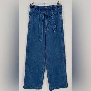 Madewell Wide Leg High Rise Denim Jeans Belted Culottes Medium Wash Size 24